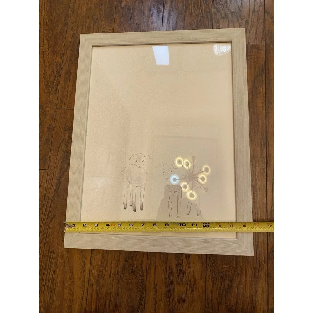 Restoration Hardware Baby Child Watercolor Animal Lamb Bunny Neutral Print Set 2